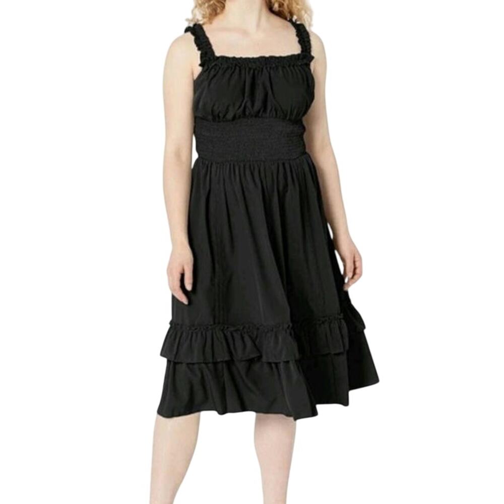 Scarlet Darkness Goth Renaissance Ruffled Tiered Sleeveless Midi Dress